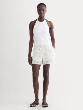 Everlane Women's Eyelet Pull-On Short in Bone White, Size Medium - NWT